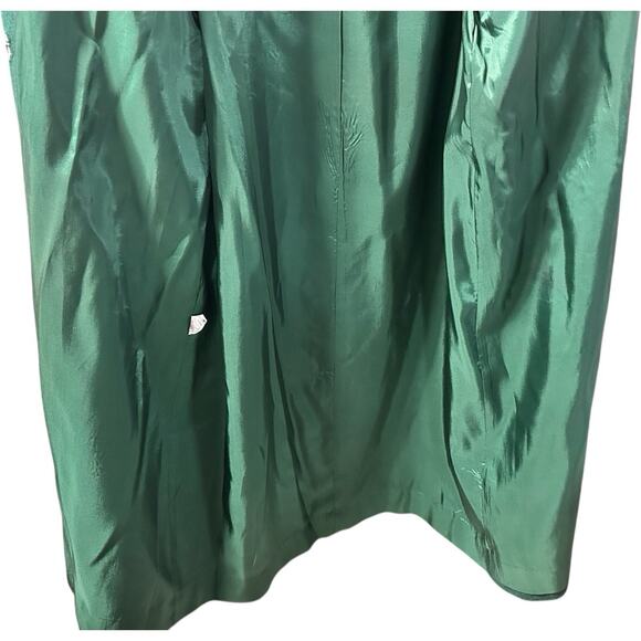 Vintage Emerald Green Double Breasted Worthington Wool Blend Leather Coat Sz 8 - Picture 11 of 14